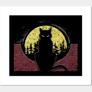 Funny cat in the dark Posters and Art